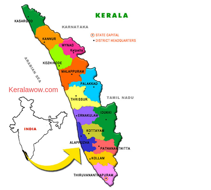 Kerala ist laut National Geographic Traveler der grünste Bundesstaat Indiens. Dieser Ort ist einer der 50 Muss, Kerala-Karte HD-Hintergrundbild