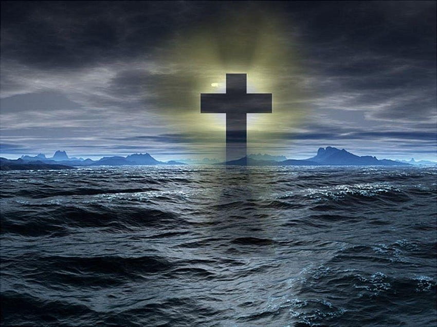 Okyanus: Kutsal Haç İsa'nın Kurtuluşu Mesih Okyanusu Temalı, İsa çapraz mobil HD duvar kağıdı