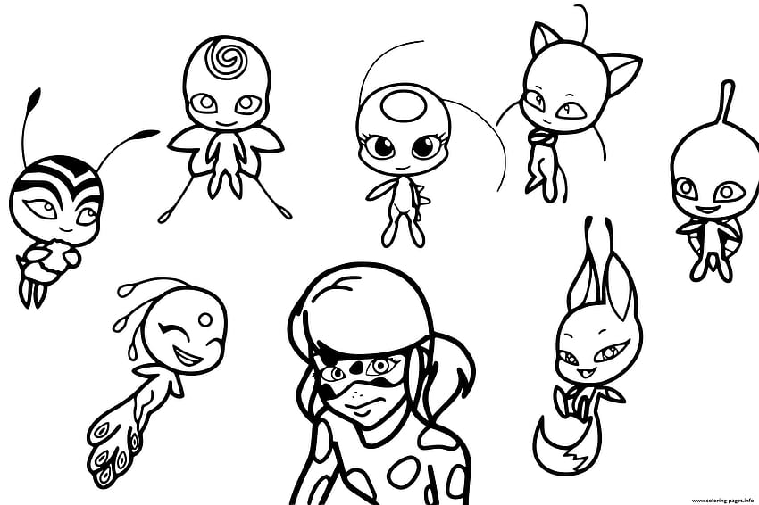 Ladybug And Cat Noir Kwami Coloring Page HD wallpaper
