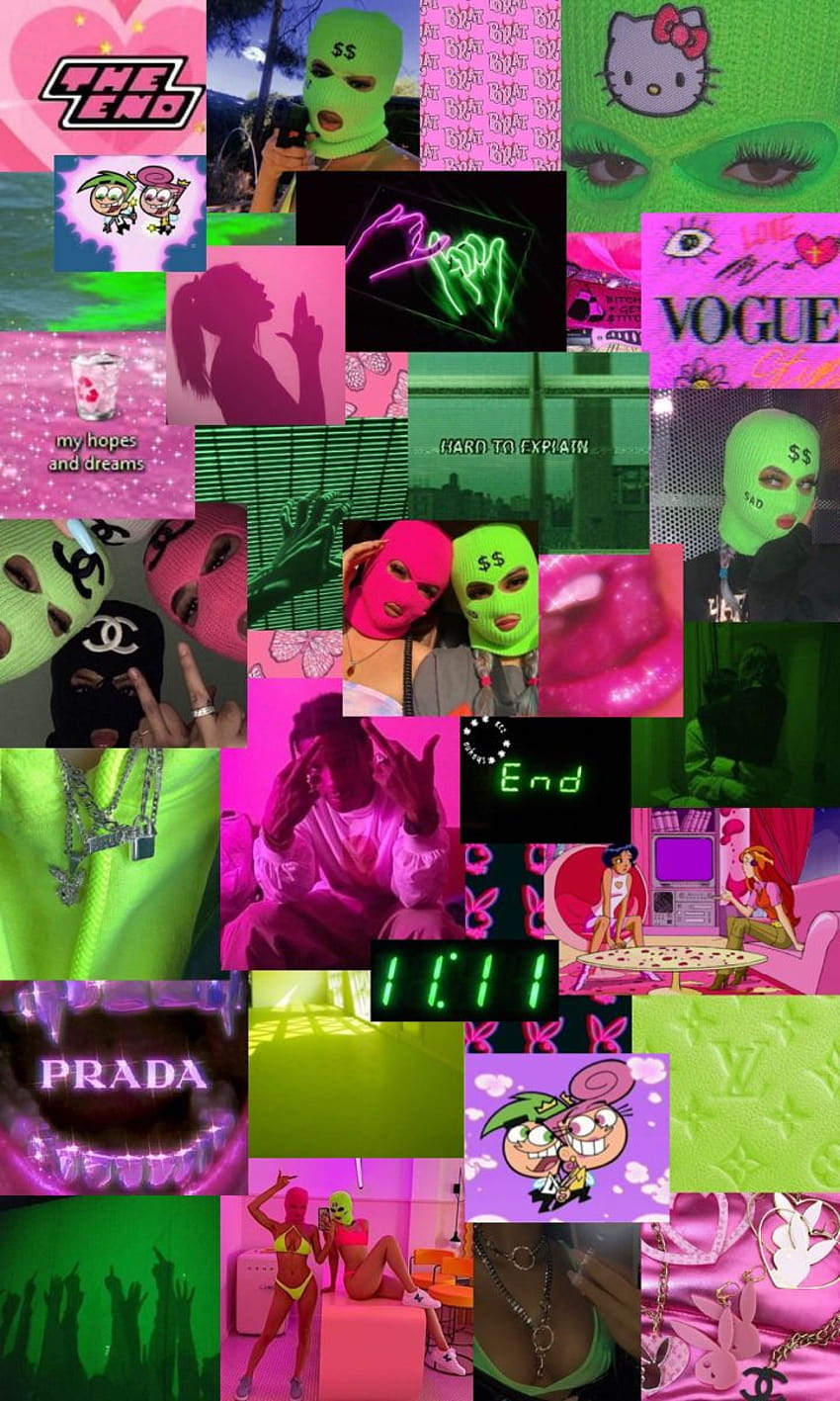 Custom Aesthetic Collage Custom Aesthetic Collage, pink and lime green HD phone wallpaper