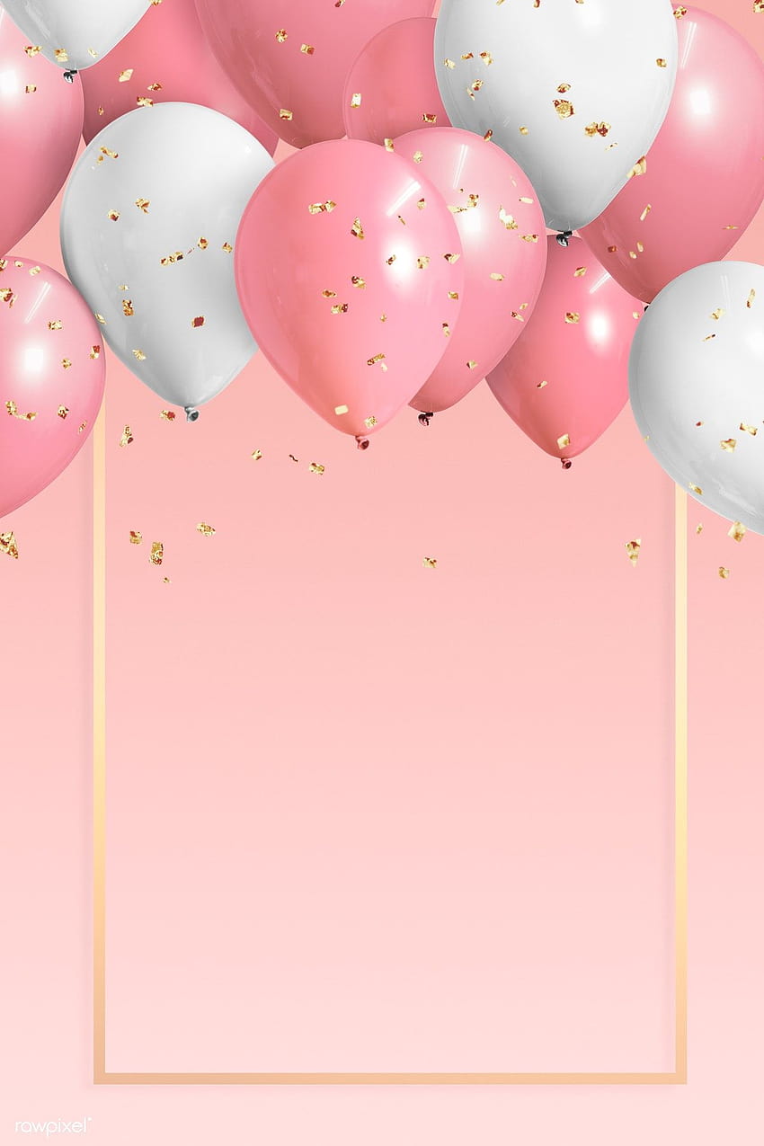 ilustração premium de balões de moldura dourada em um birtay rosa e simples Papel de parede de celular HD
