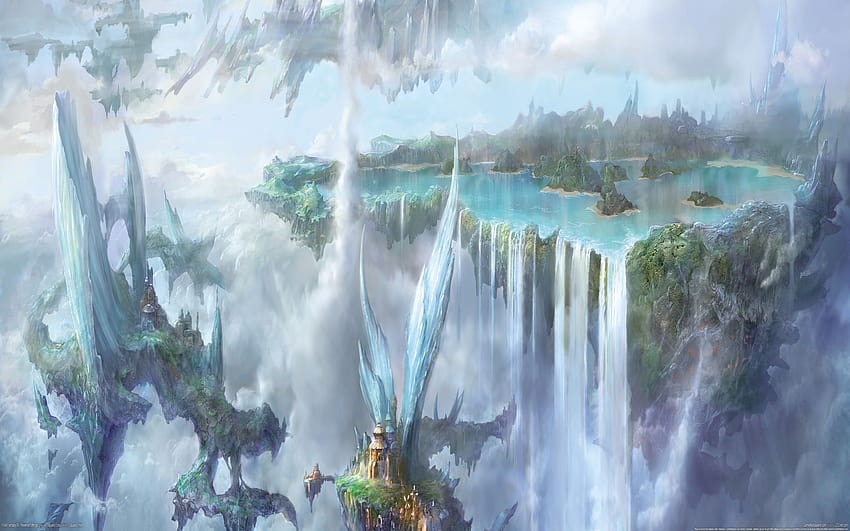 Ilha flutuante de Final Fantasy, ilha voadora papel de parede HD