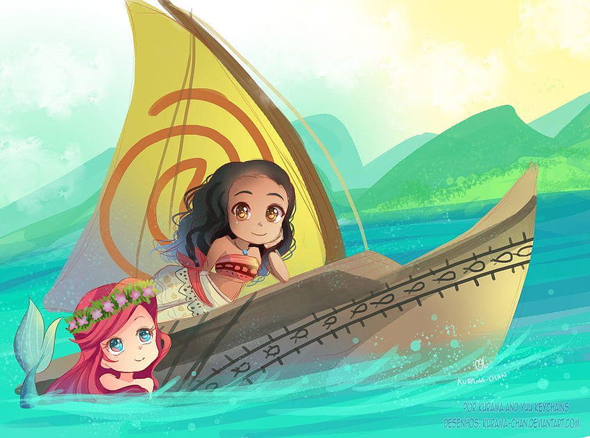 Colored sketch : Moana and Ariel, little mermaid and moana HD wallpaper