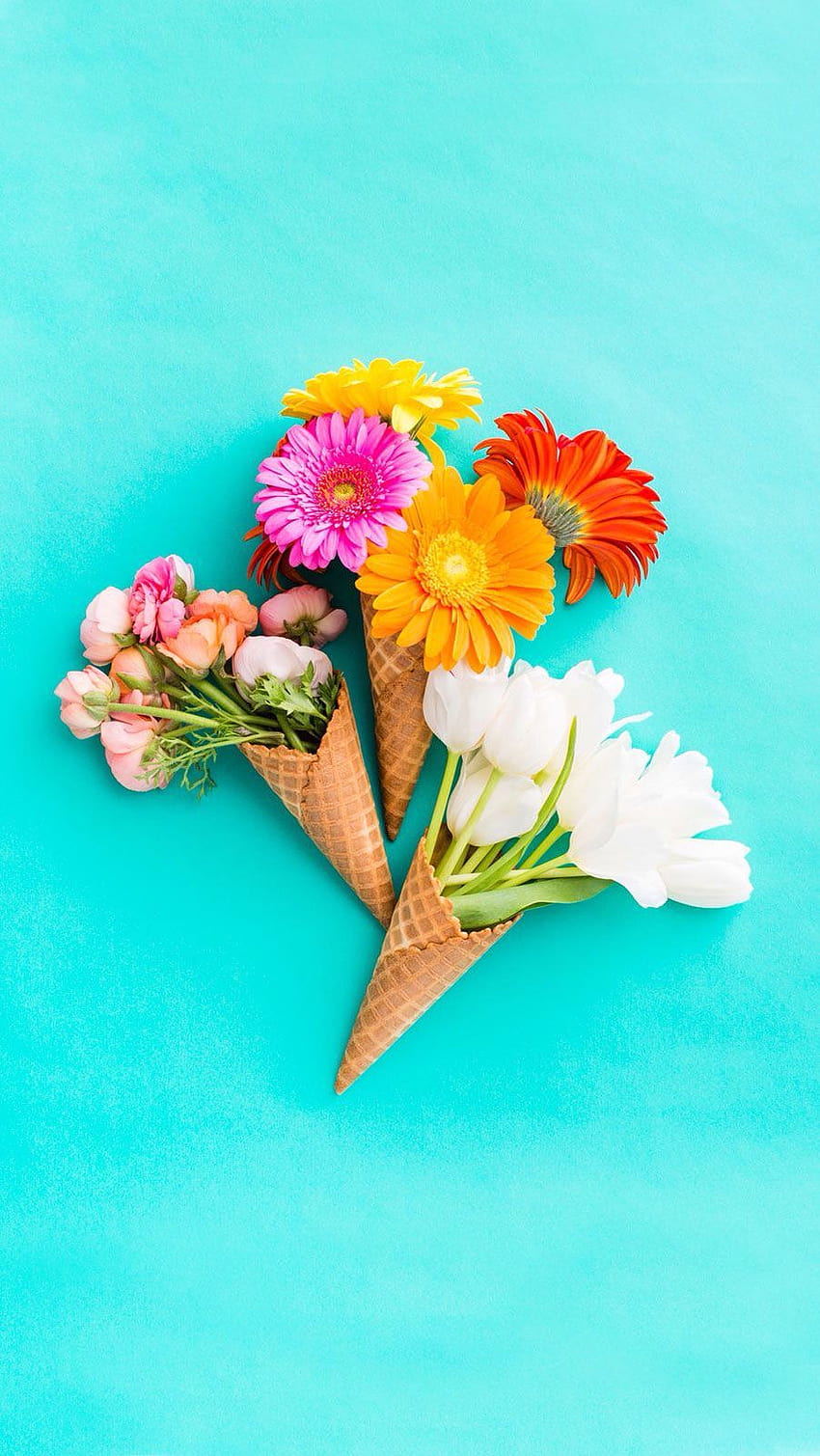 Bunch of Floral Ice Cream Cones HD phone wallpaper