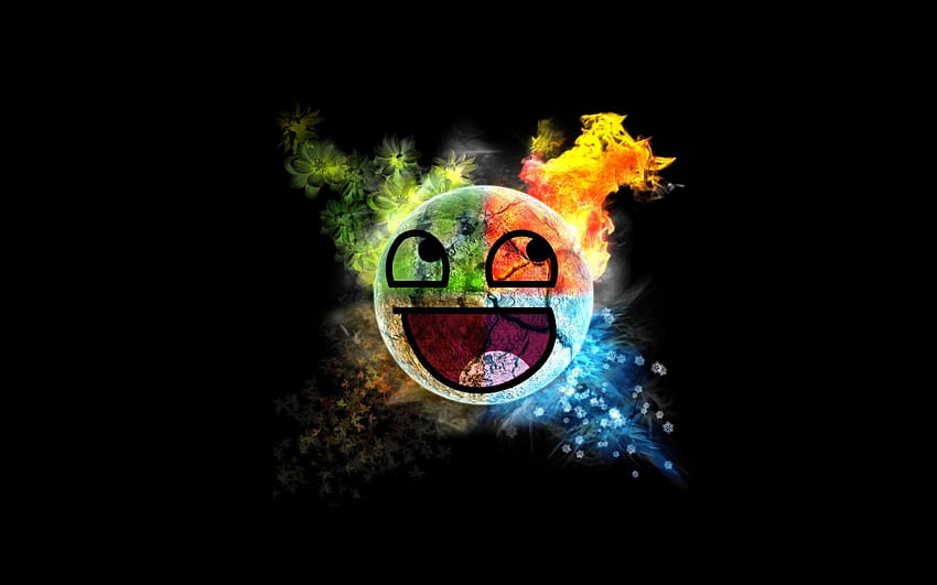 black background, logo, elements, smiley, memes, awesome face, happy face, screenshot, computer , font » High quality walls, element logo HD wallpaper