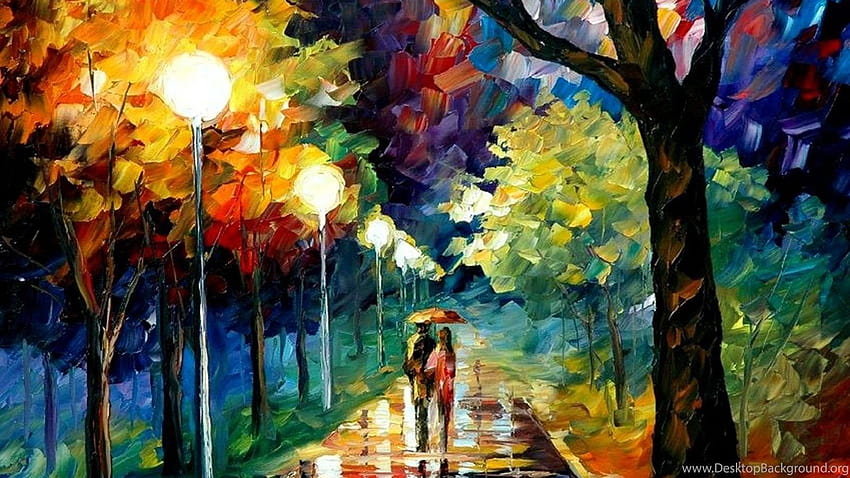 Abstract Couple Walking Painting Nature .jpg Backgrounds, nature painting HD wallpaper