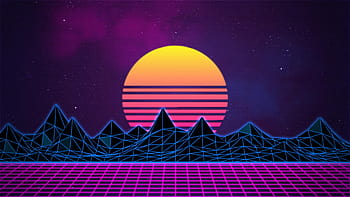 Neon, Synthwave, Retrowave, Grid, Mountains, Purple, . Vaporwave , for ...