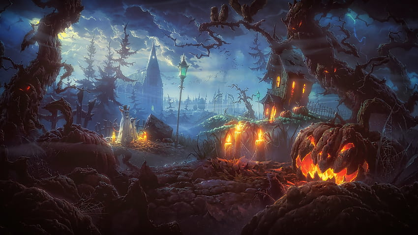 : digital art, hop, night, spooky, Halloween, Terror, screenshot ...