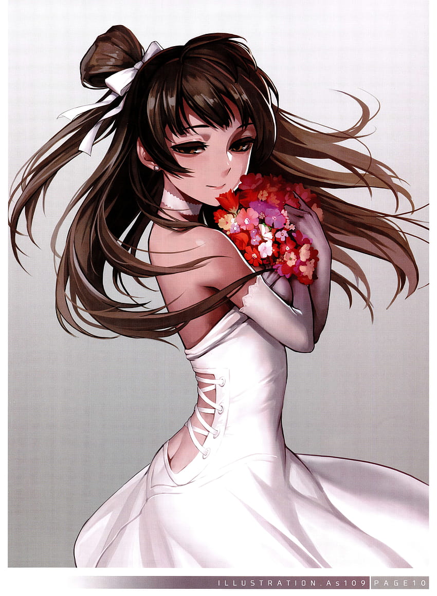 Anime Girl in Elegant White Dress  Creative Fabrica