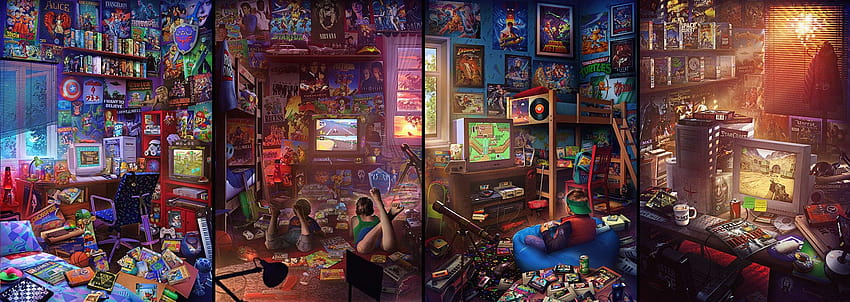 Diese Retro-Gamer-Schlafzimmerkunst wird Sie zu einer nostalgischen, rosa Retro-Gamer-Girl-Ästhetik machen HD-Hintergrundbild