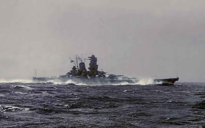 Amerykańskie samoloty zatapiają Yamato – największy pancernik świata – II wojna światowa Dziś pancerniki z II wojny światowej Tapeta HD