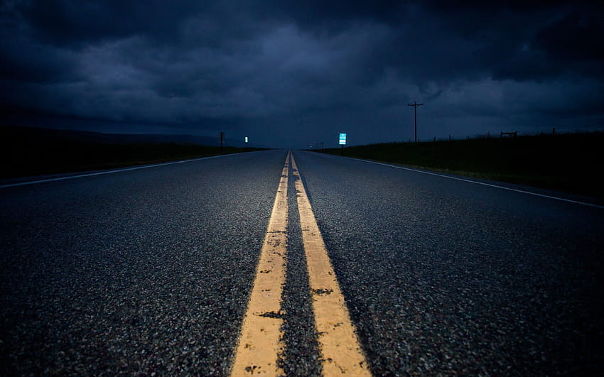 Night Road, empty road HD wallpaper