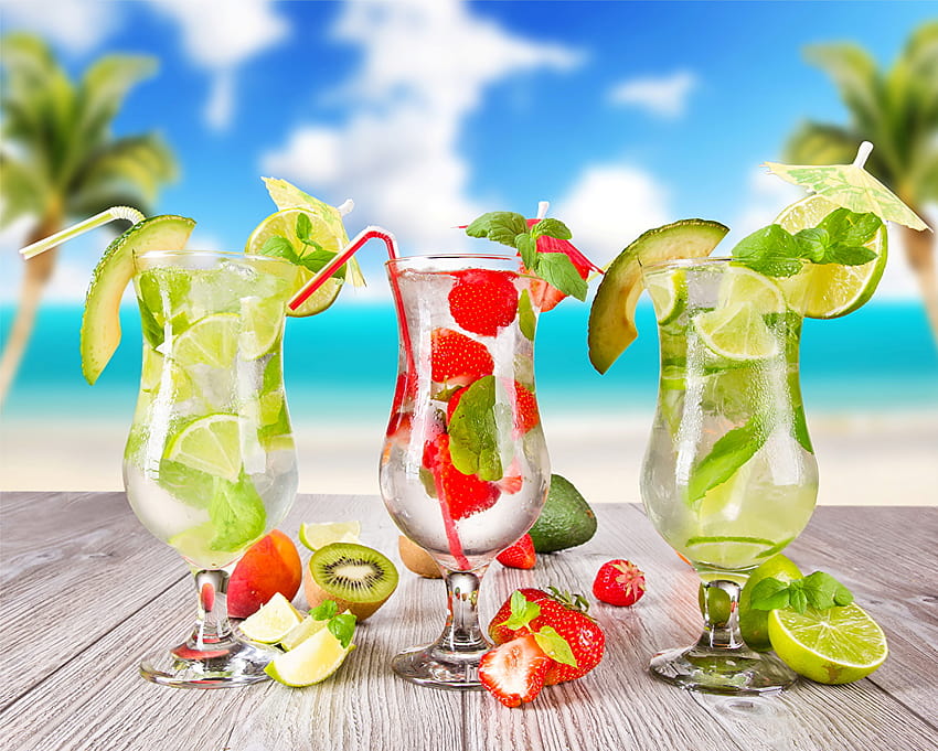 Lime Juice Kiwi Strawberry Highball glass Food drink, juice glass HD wallpaper