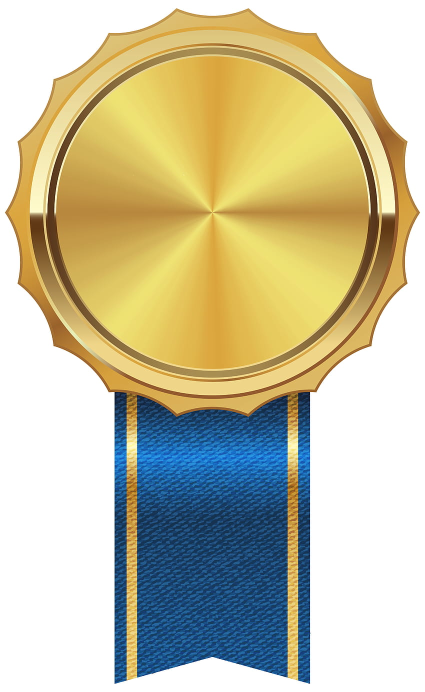 Gold Medal with Blue Ribbon PNG Clipart HD phone wallpaper