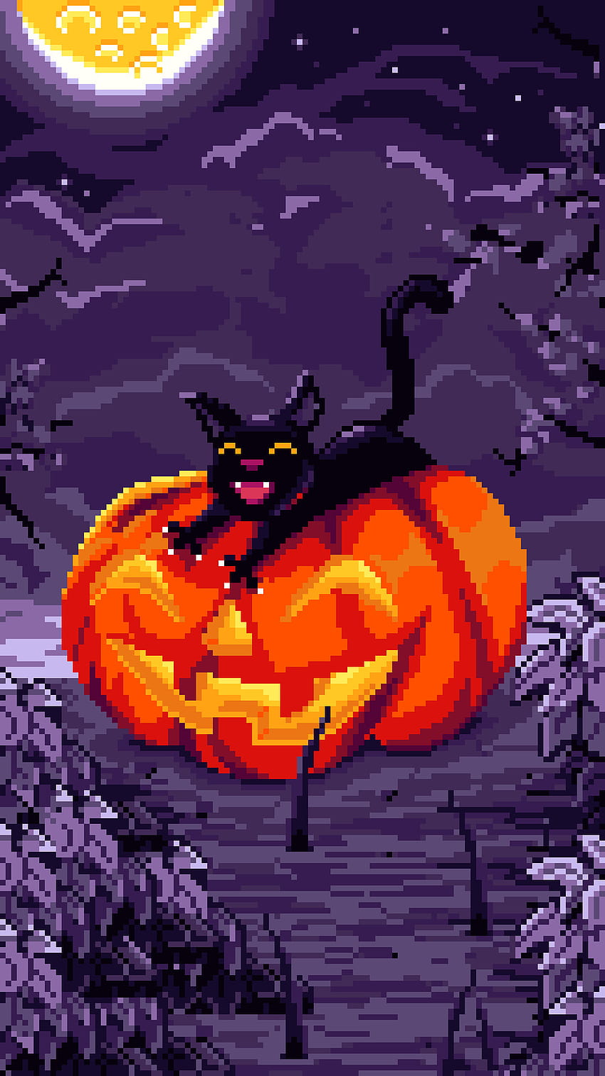 Raphael Hatencia, halloween pixel art HD phone wallpaper | Pxfuel