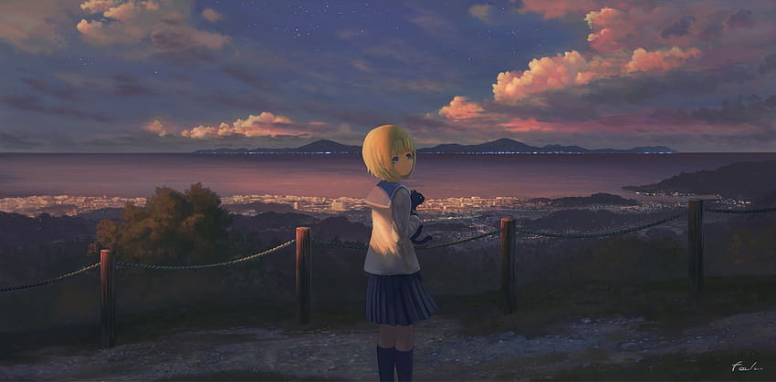 Anime Girl Standing Alone, anime city girl alone HD wallpaper