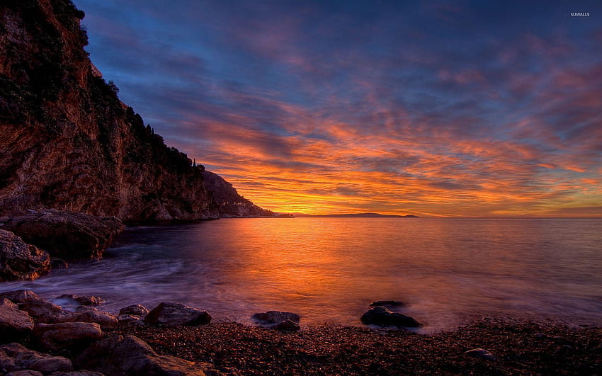 6 Coast Sunset, rocky coast HD wallpaper