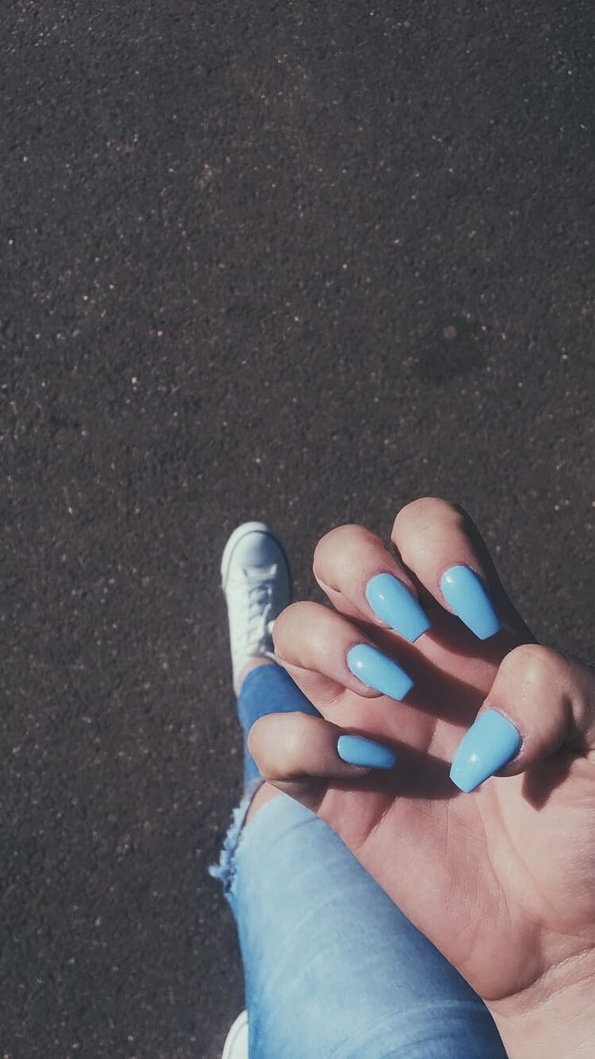 Light Blue Short Squoval Blue Acrylic Nails Coffin With Mirror Surface For  Girls Prud22 From Prudencha, $34.98 | DHgate.Com