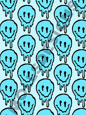Drippy smiley face Calming Blue Pale Cerulean Preppy Aesthetic Smiley  Photographic Print for Sale by rlxsl  Redbubble
