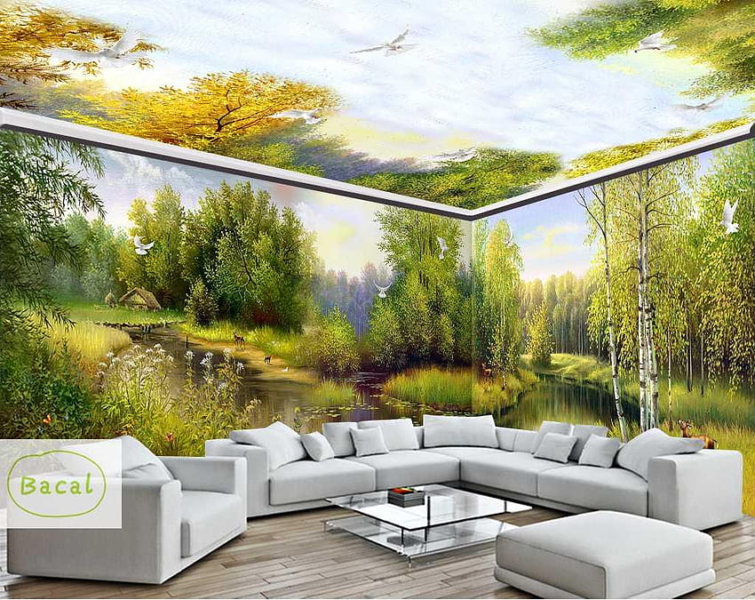 Bacal Custom 3D Wall Murals Nature Trees Forest Sunshine HD wallpaper