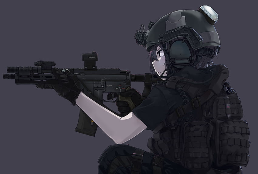Anime Soldier สาวการ์ตูนเกี่ยวกับยุทธวิธี วอลล์เปเปอร์ HD