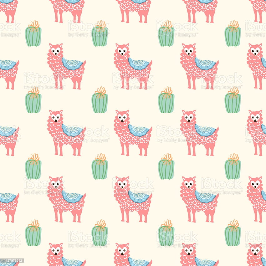 Beautiful Illustration With Llama And Cactus For Digital Web Design Abstract Backgrounds Graphic Modern Pattern Illustration Holiday Seamless Natural Patternvector Stock Illustration HD phone wallpaper