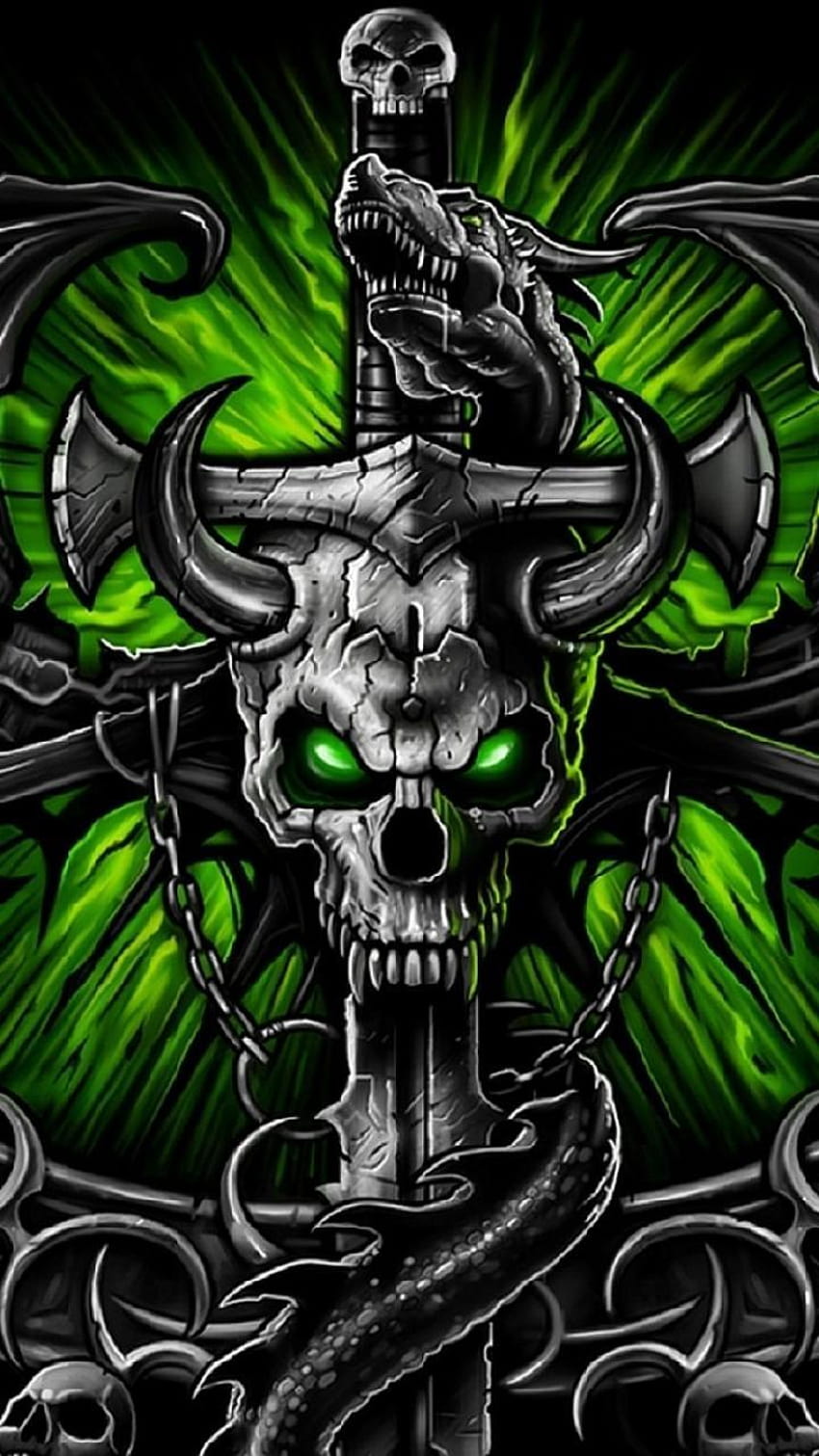 Green Skull by Mr__Wanted, skull green HD phone wallpaper