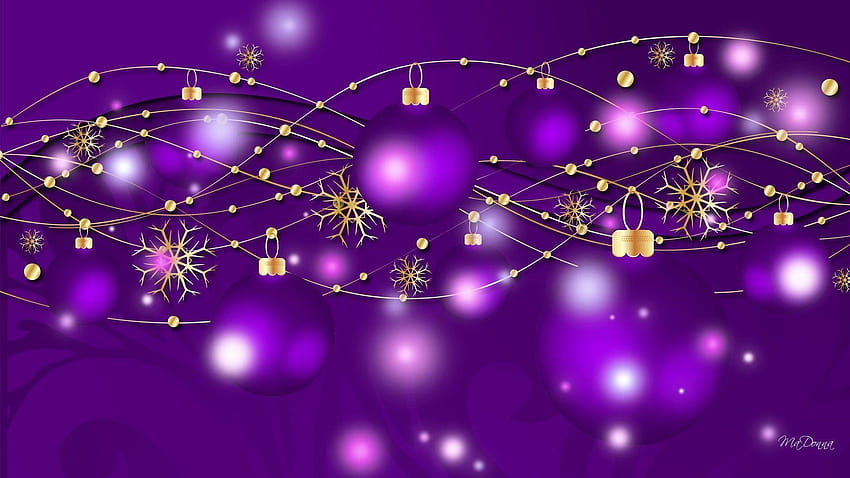 Purple Christmas Backgrounds, purple and gold HD wallpaper