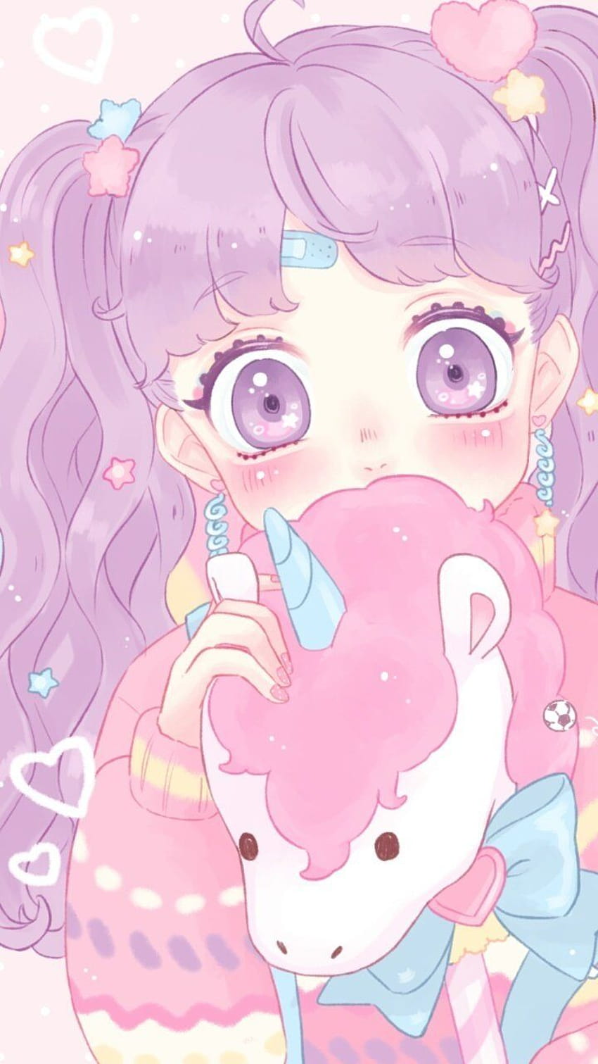 Pastel Vibes Anime Girl Art Print Kawaii Cute Art Aesthetic 