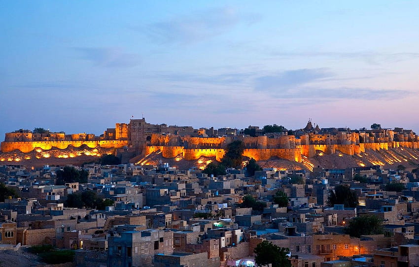 lights, home, India, Rajasthan, Golden City Jaisalmer Fort , section город, indian fort HD wallpaper