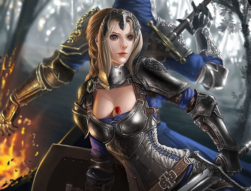 Armor Swords Corset Warriors female Fantasy, women armor HD wallpaper