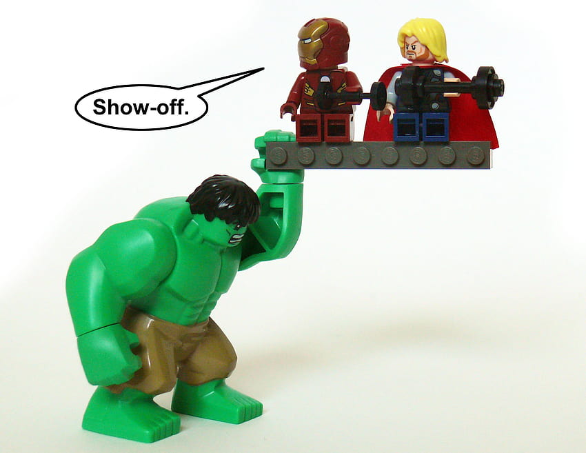: man, funny, iron, LEGO, super, strong, Heroes, Hulk, Thor, marvel, workout, avengers, licensed 2750x2125 HD wallpaper