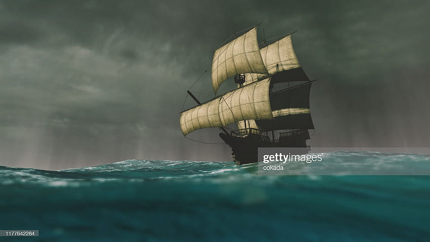 Caravel Sailing The Ocean During A Storm High HD wallpaper