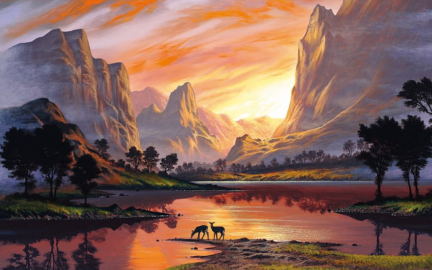 Deer Red Sunset Yosemite ... tock, yosemite sunset HD wallpaper