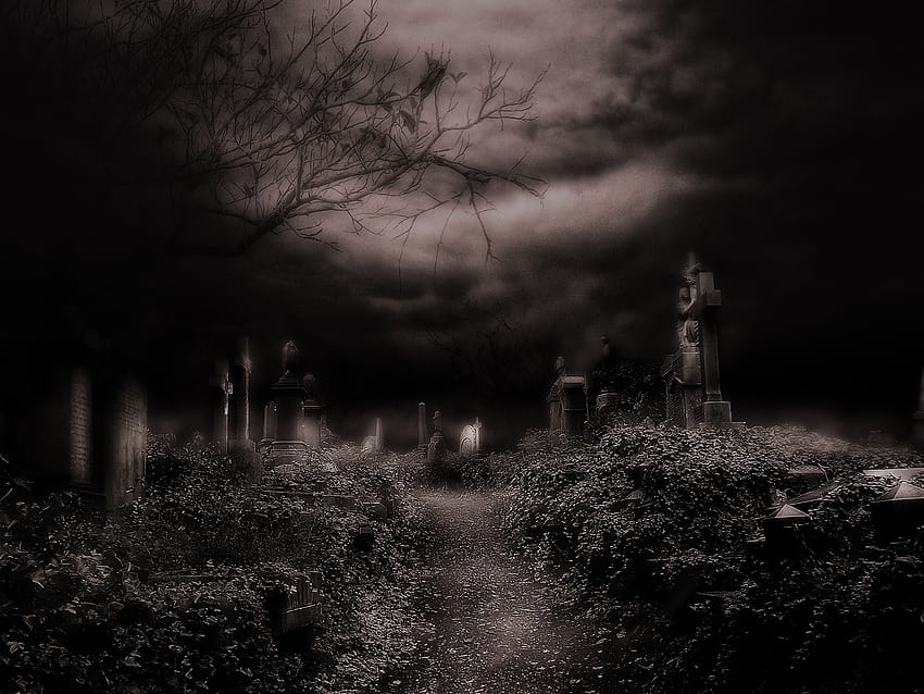 Creepy Graveyard Dark Cemetery Gothic Creepy,cemitério,escuro,cemitério papel de parede HD