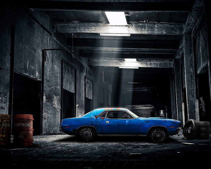Car Blue Garage Tiers Black Oil Tank HD wallpaper