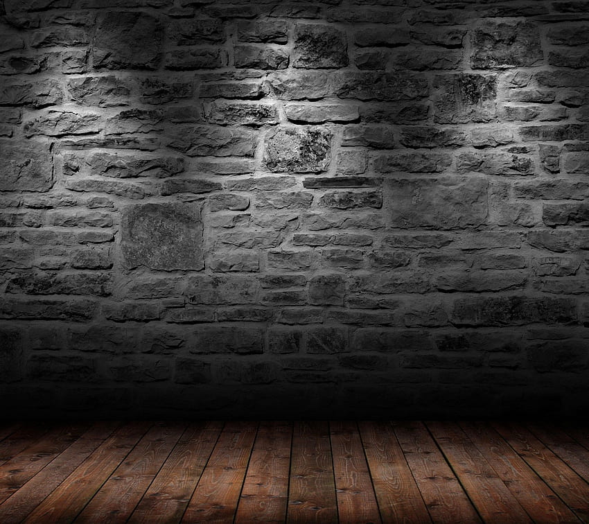 Piso de madeira da parede de tijolos de pedra, piso de madeira papel de parede HD