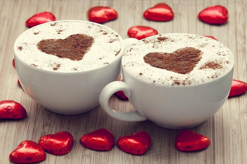 mood coffee cappuccino heart mug mugs cup chocolate foil red HD wallpaper