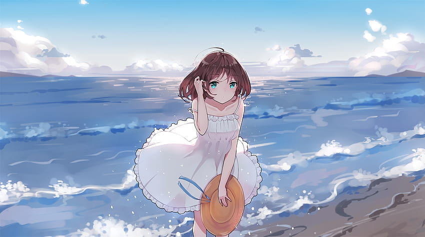 Beach, Waves, Short Hair, Ocean, Anime Girl, Summer Dress, anime summer  beach HD wallpaper | Pxfuel