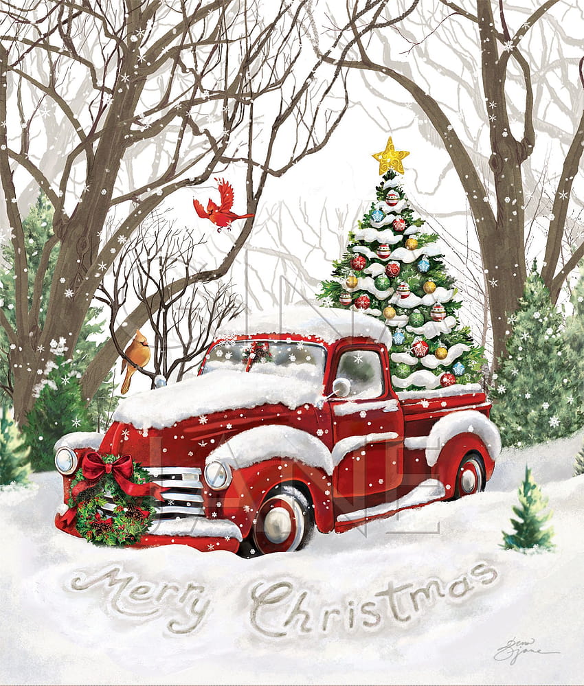 Vintage DIY Noel Zanaat Dekoru, kırmızı kamyon kış HD telefon duvar kağıdı