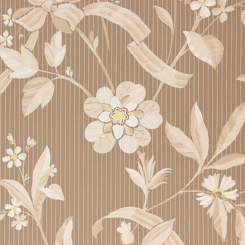 1940s Vintage White Floral on Brown, vintage brown HD phone wallpaper