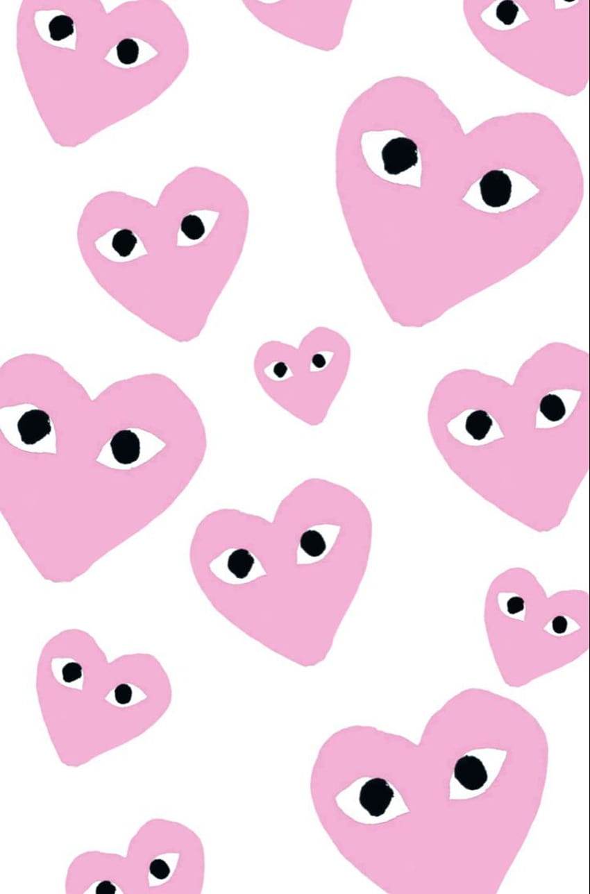 Download Red Hearts With Eyes On A White Background Wallpaper  Wallpapers com