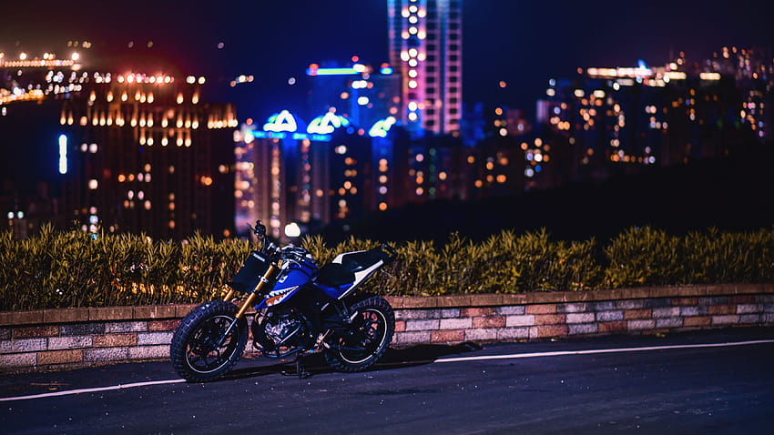 3840x2160 motorcycle, bike, night city, road, street race motorcycle night city HD wallpaper