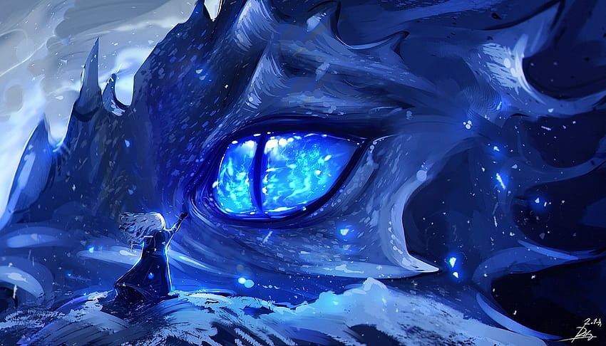 Anime Cool Dragon on Dog, niebieski ognisty smok Tapeta HD