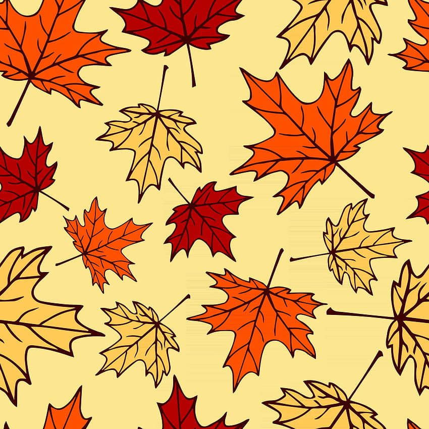 Seamless pattern with autumn maple leaves in orange, beige, brown colors. Perfect for , gift paper, drawing fill, web page background, autumn greeting cards. 2882763 Vector Art at Vecteezy, autumn season drawings HD phone wallpaper