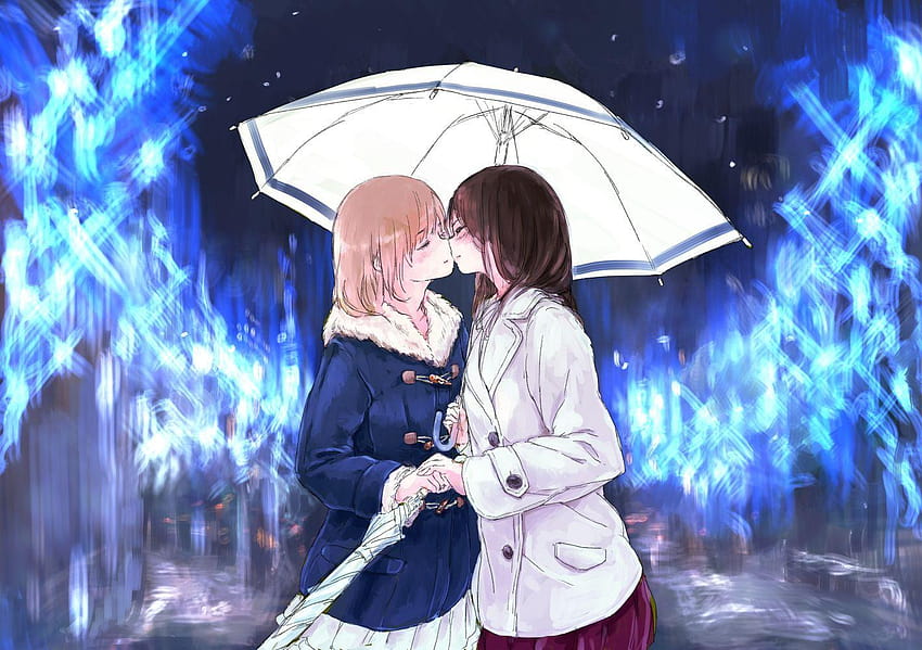 2girls orijinal syou'yu öpüyor, yuri anime öpücüğü HD duvar kağıdı