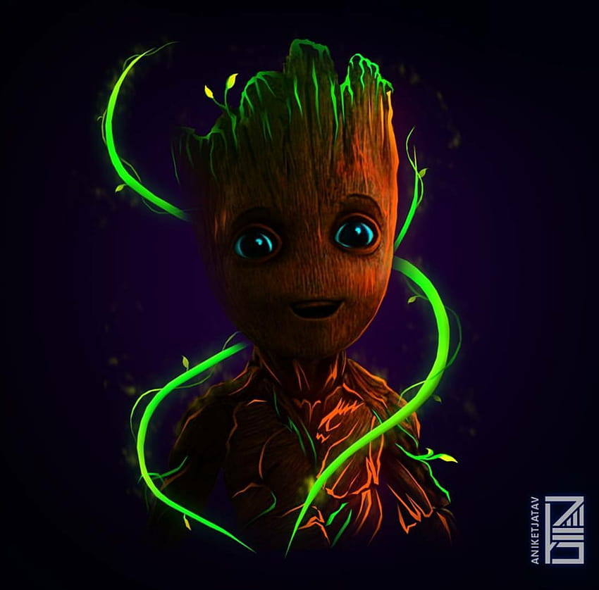 Neon Groot... Nós somos o Groot! papel de parede HD