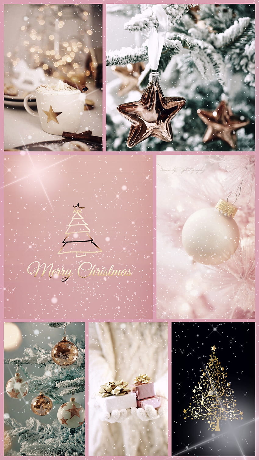 Download Preppy Christmas Pink Collage Wallpaper