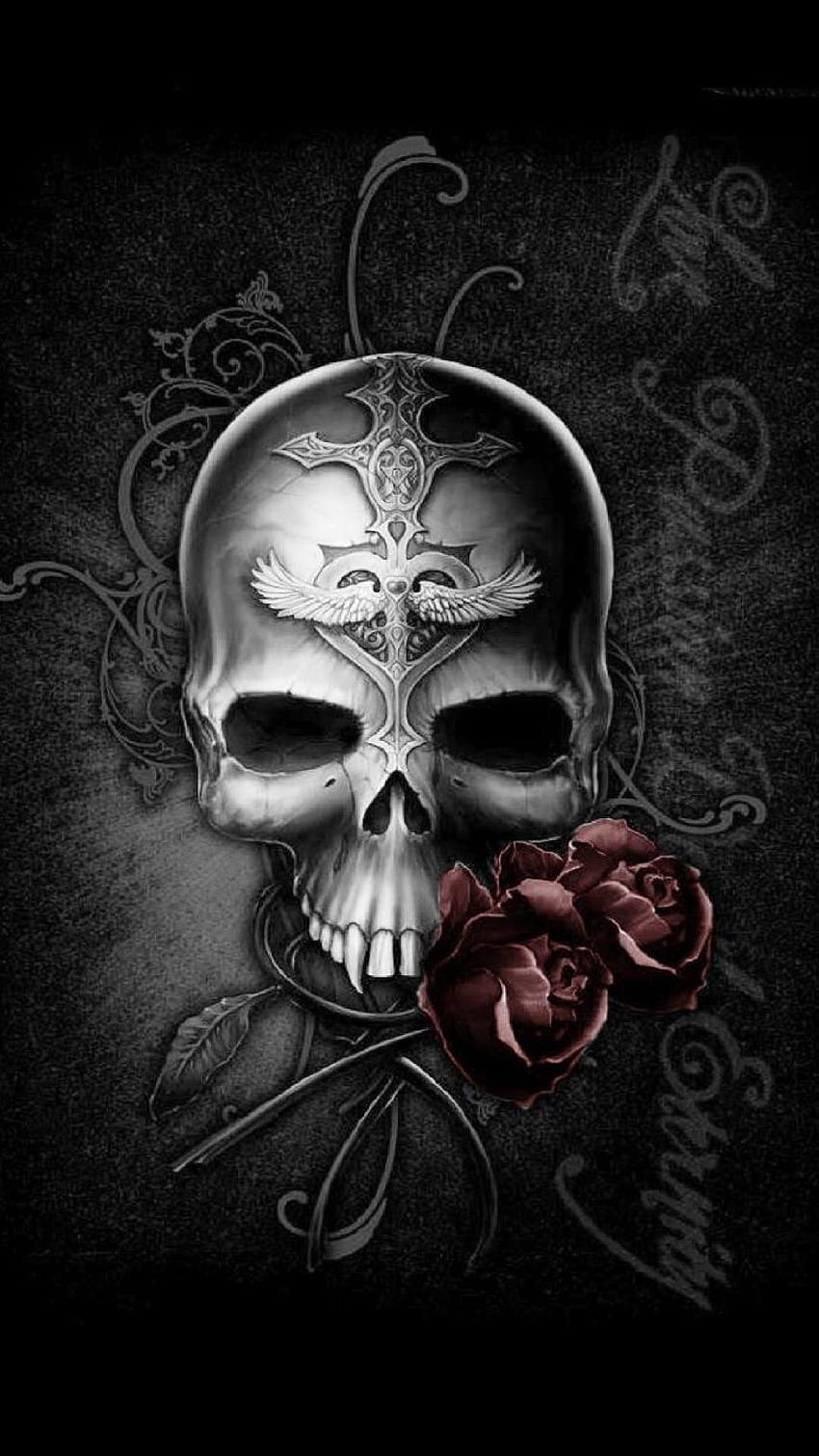 Badass For Android 05 0f 40 Grim Reaper Flame Skull, crâne de faucheuse Fond d'écran de téléphone HD