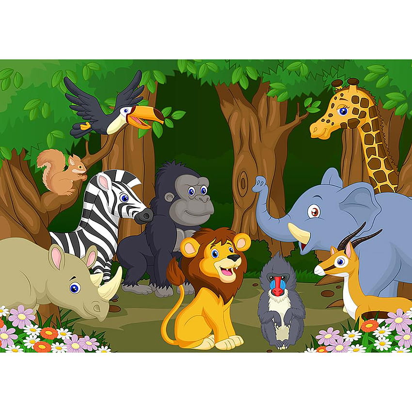 Cartoon Animals Safari Park Backdrops Vinyl Backgrounds for Baby Shower  Children Birtay Party call graphy Props, safari cartoon HD phone wallpaper  | Pxfuel